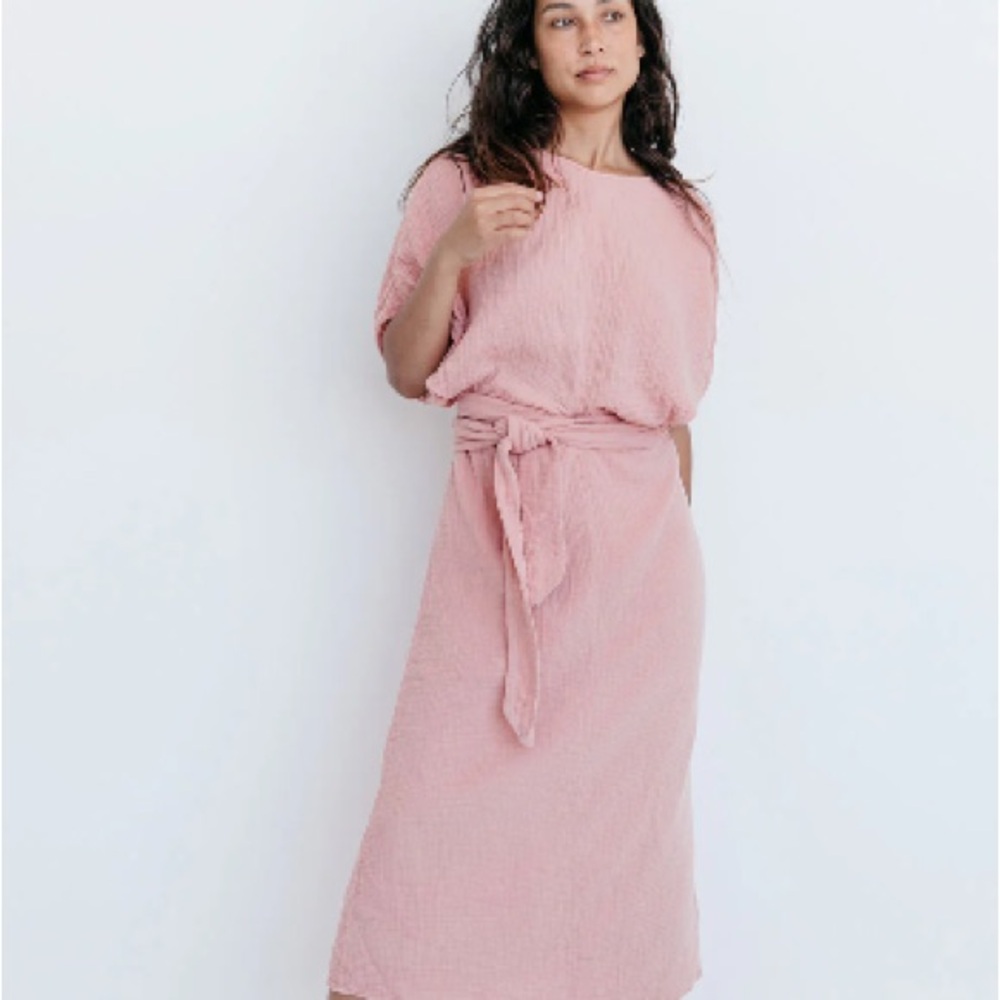 Women’s Pink Belted Midi Dress